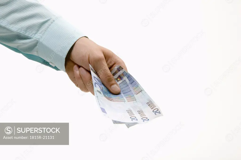 Man holding euro notes, close-up