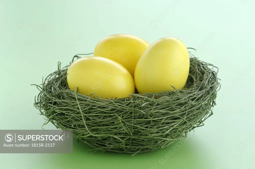 Easter eggs in nest