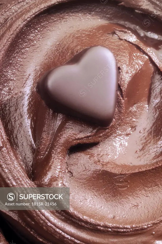 Chocolate heart in chocolate sauce