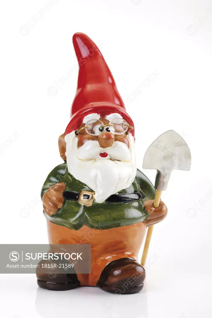 Garden gnome with spade, close-up