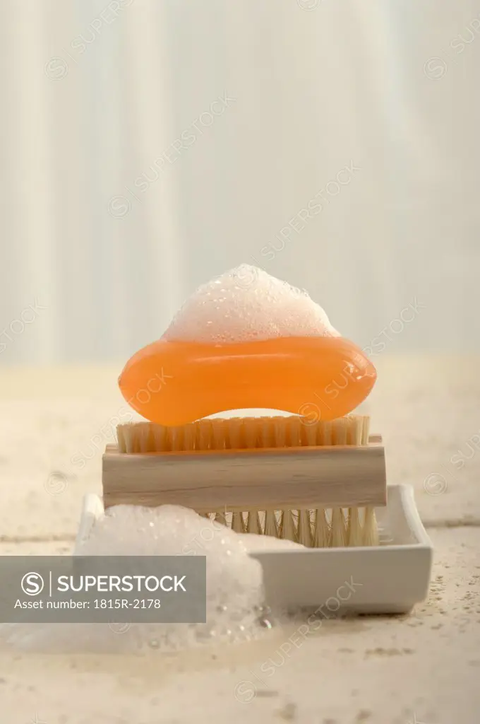 Soap on nailbrush