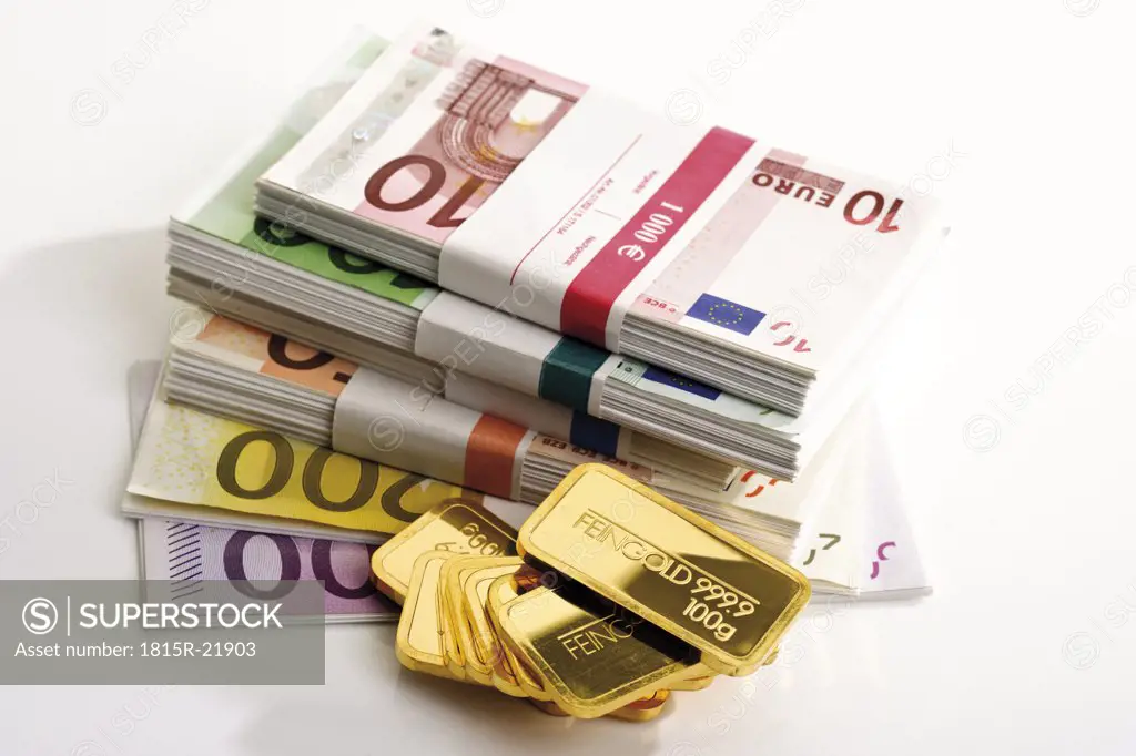 Gold bars and euro notes