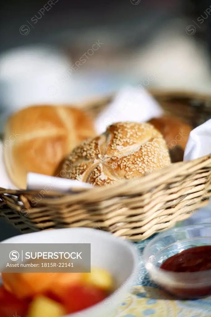 Wheat rolls in breadbasket