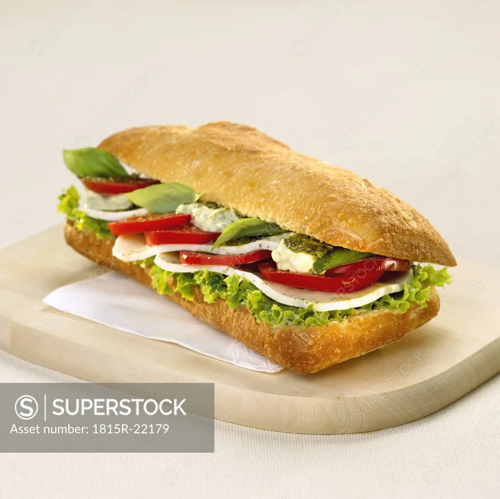Sandwich with tomato and mozzarella