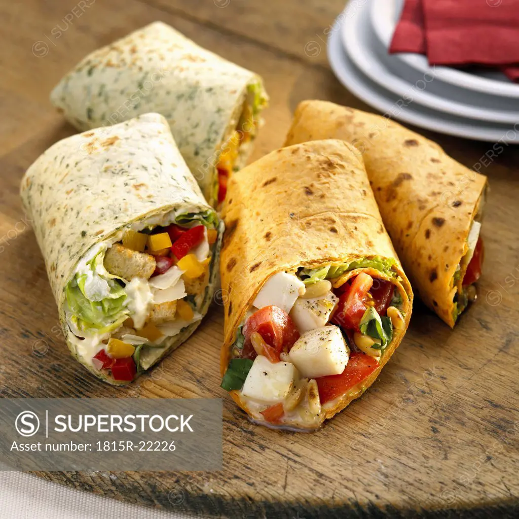 Wraps, filled with vegetables