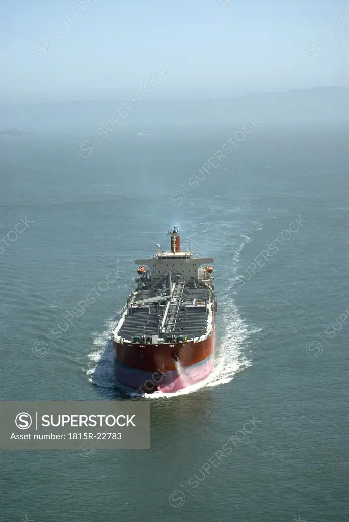 Overhead view of tanker ship
