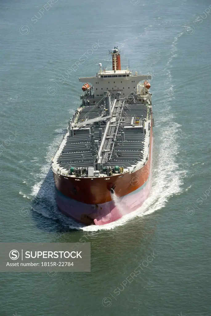 Overhead view of tanker ship