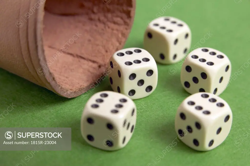 Dice with box, close-up