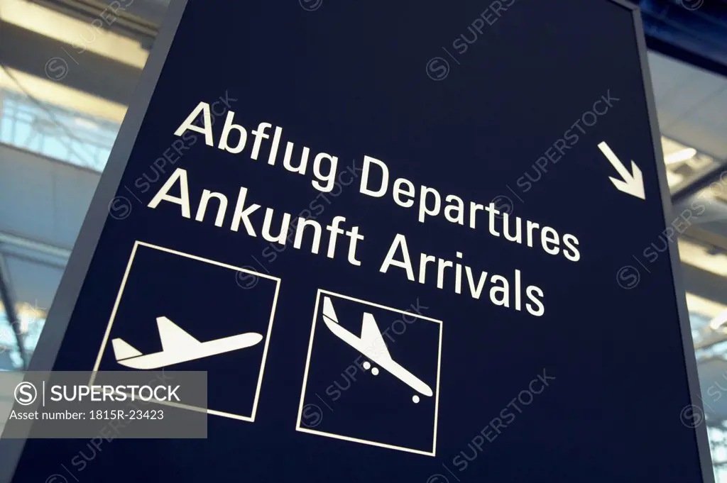 Germany, Bavaria, Munich Airport, Departures, decal information