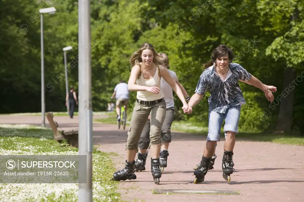 Teenagers inline skating