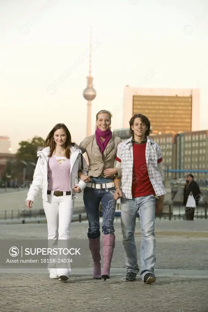 Young people walking in street