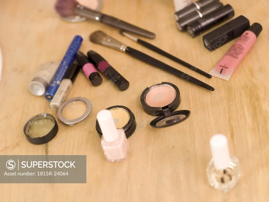 Cosmetics on table, close-up