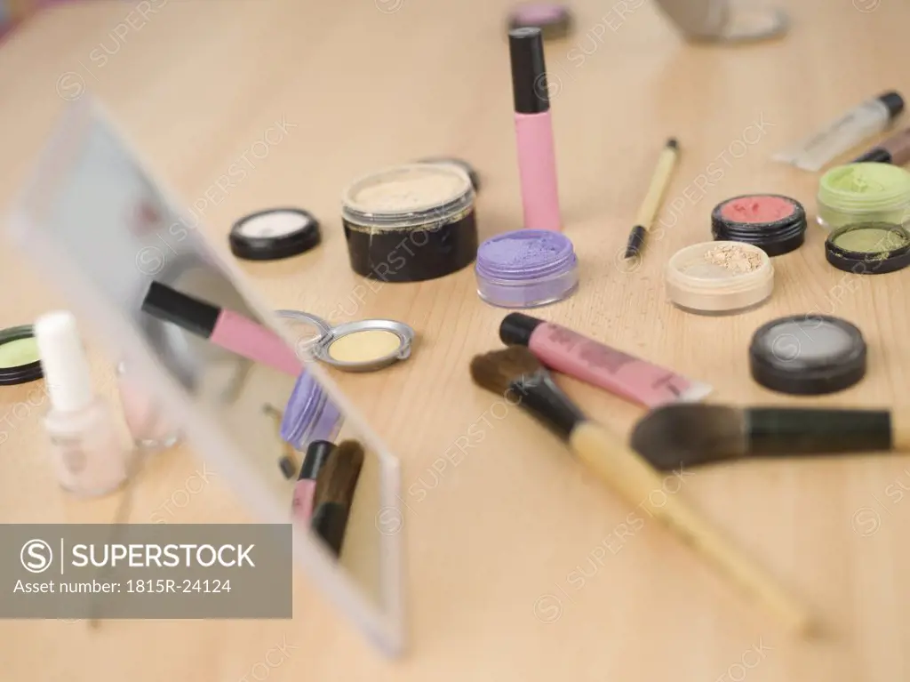 Cosmetics on table, close-up