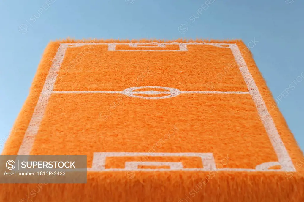 Orange football field doormat, close-up