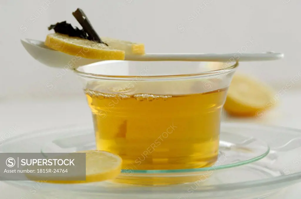Cup of green tea with lemon