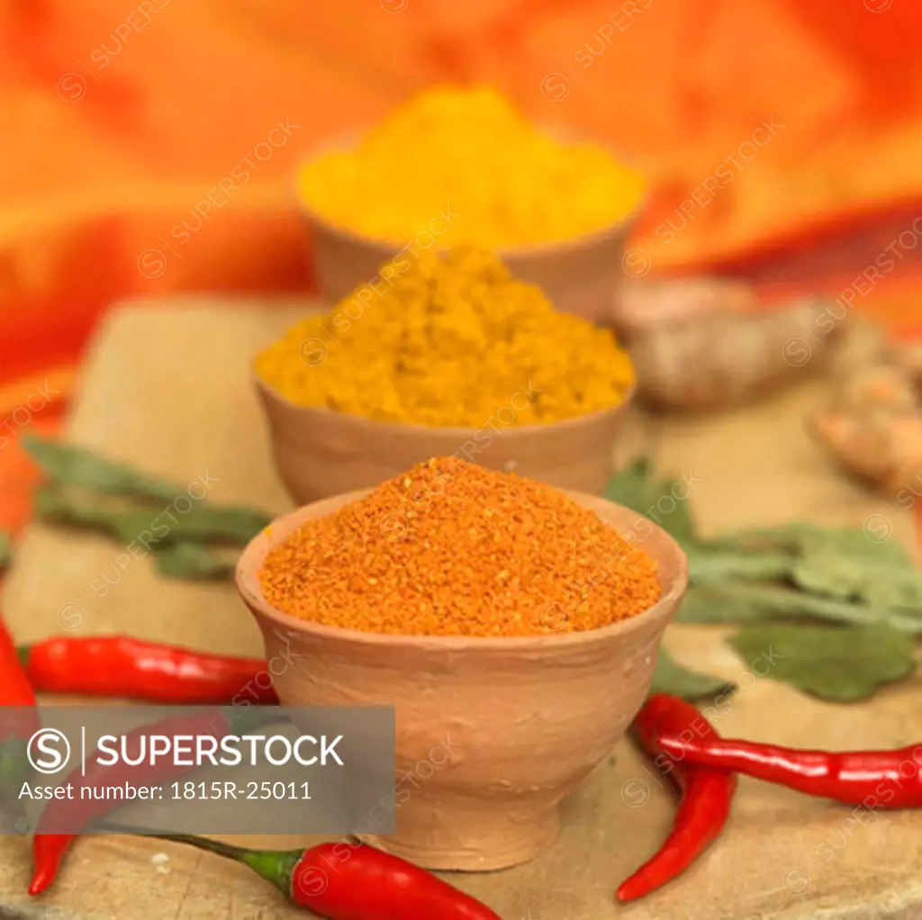 Spice, curry, curcuma, chili