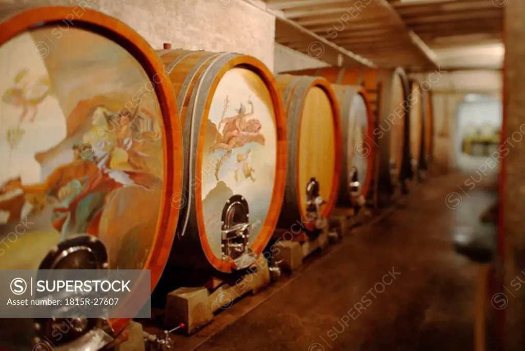 Wine casks in cellar