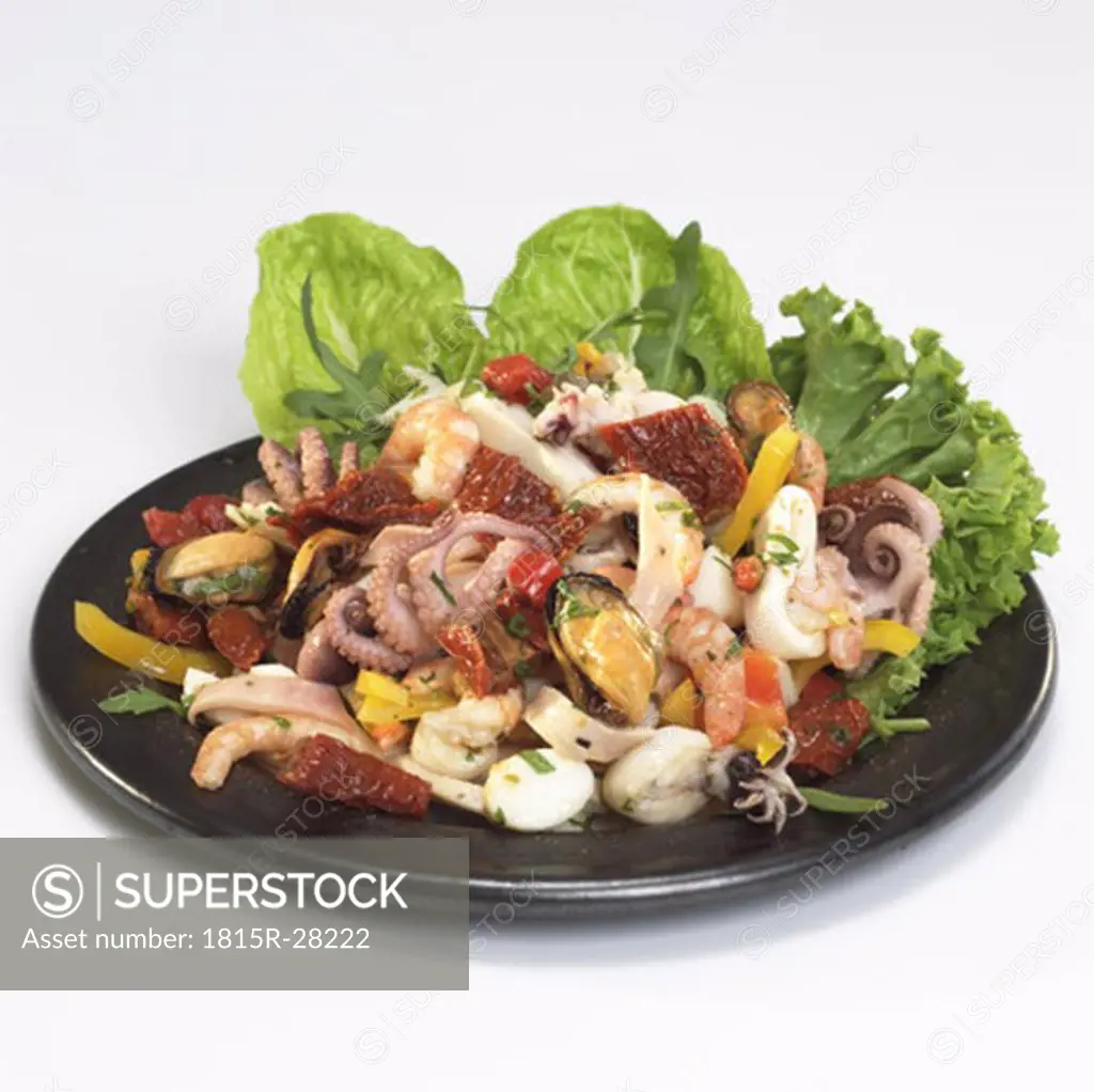 Sea-food salad on plate