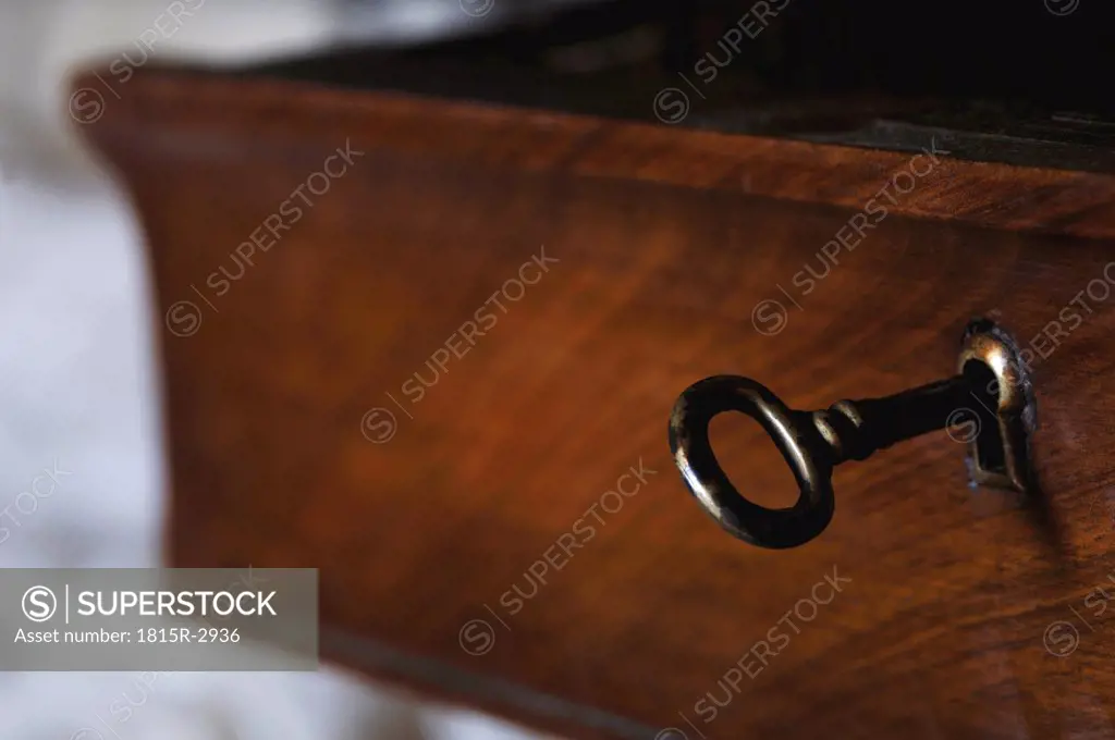 Key in lock, close-up