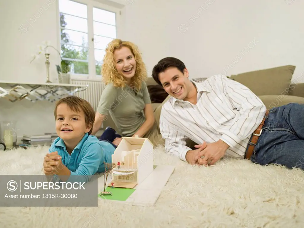 Young family in living room