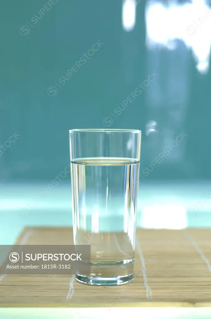 Glass filled with water, close-up
