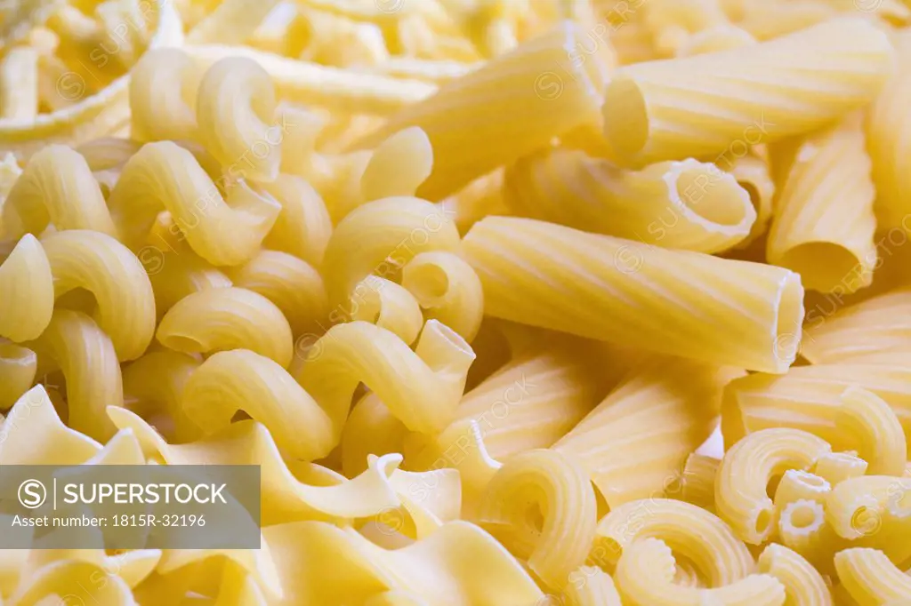 Variety of pastas, close-up, full frame