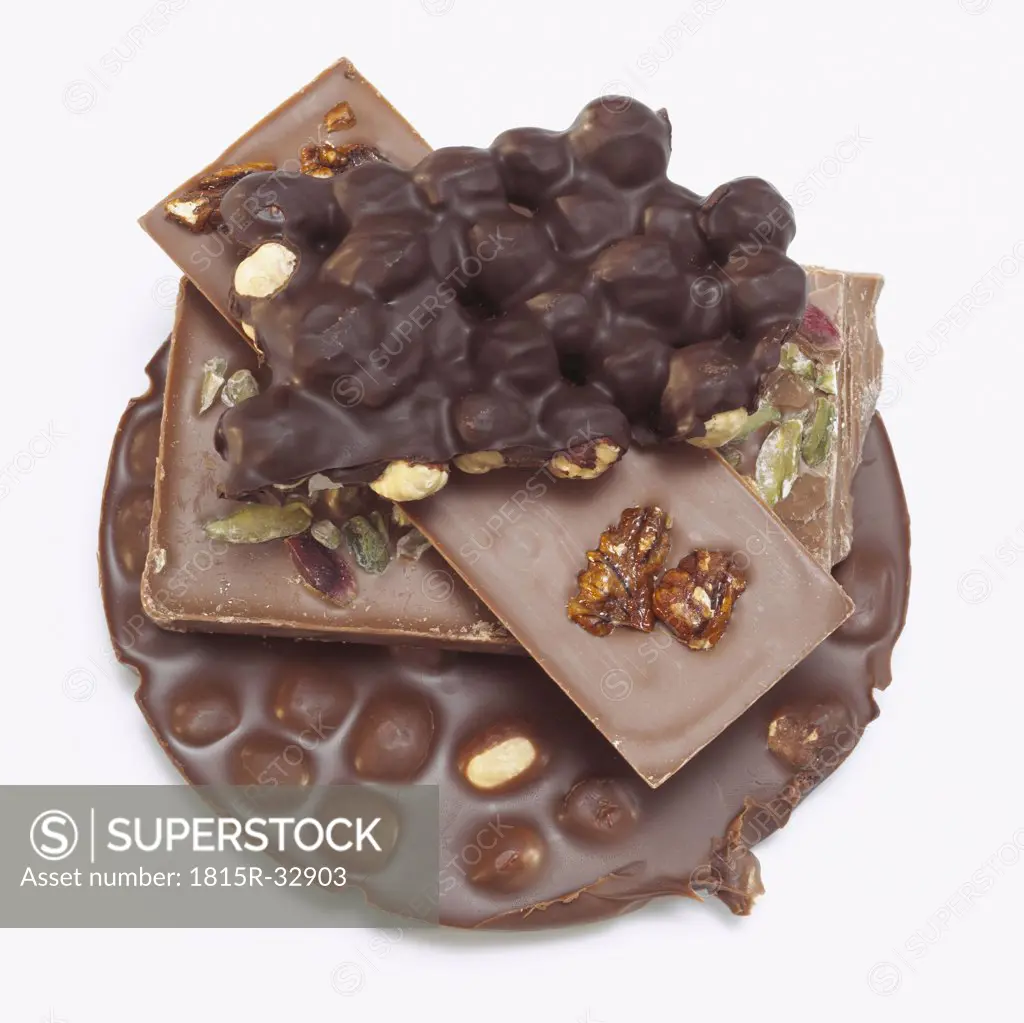 Various nut chocolates, close-up