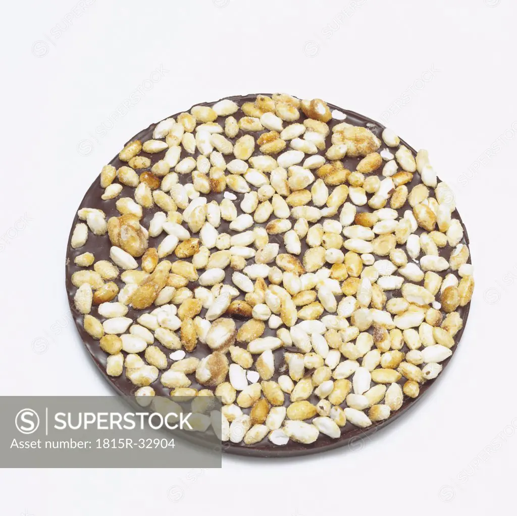 Chocolate with puffed rice, close-up