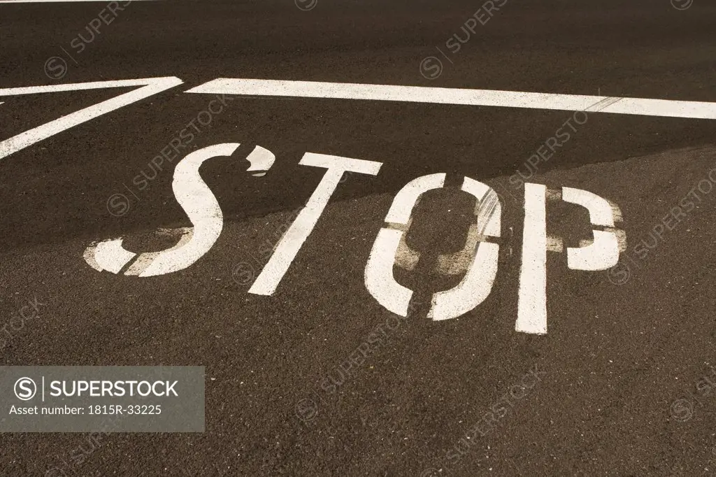 Spain, Lanzarote, stopp sign on road