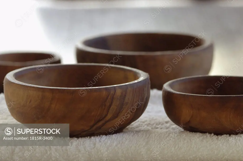 Wooden bowls. close-up