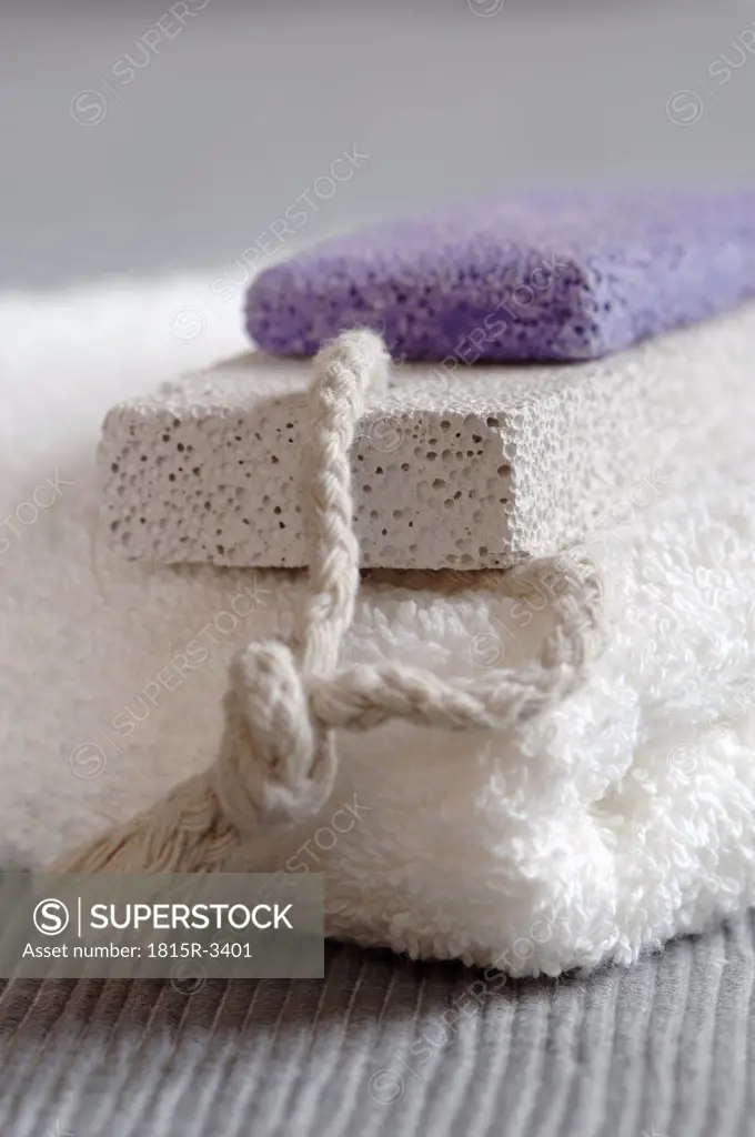 Pumice Stone on towel, close-up