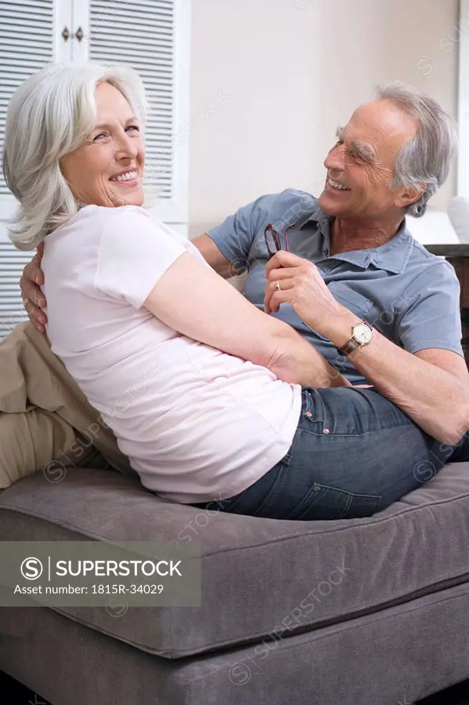 Senior couple, smiling, portrait