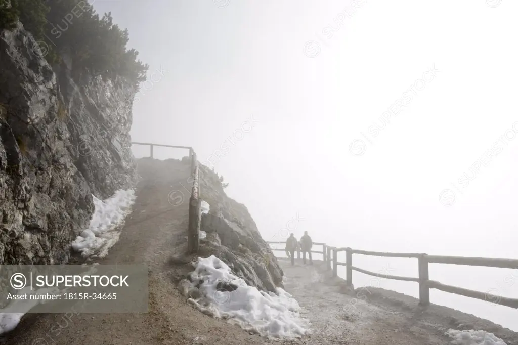 Austria, Werfen, Eisriesenwelt, Persons hiking mountain trail