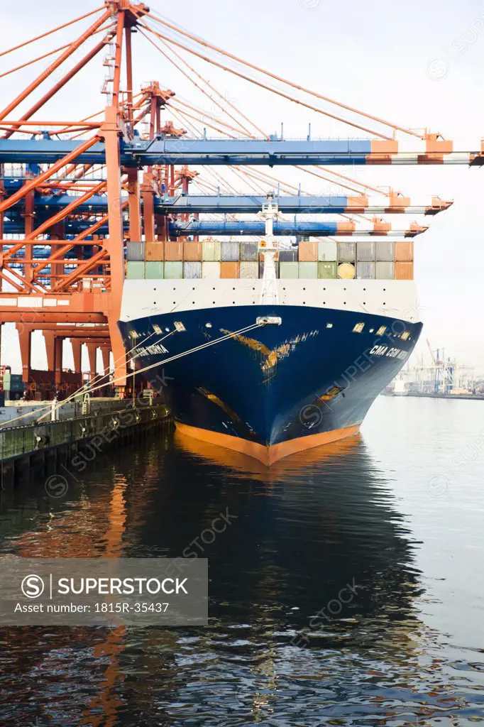Germany, Hamburg, Waltershof, Container Terminal with ship