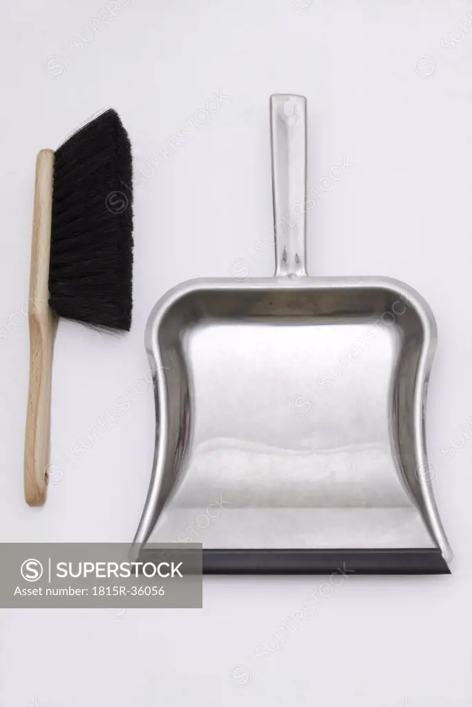 Dust brush and dustpan, elevated view