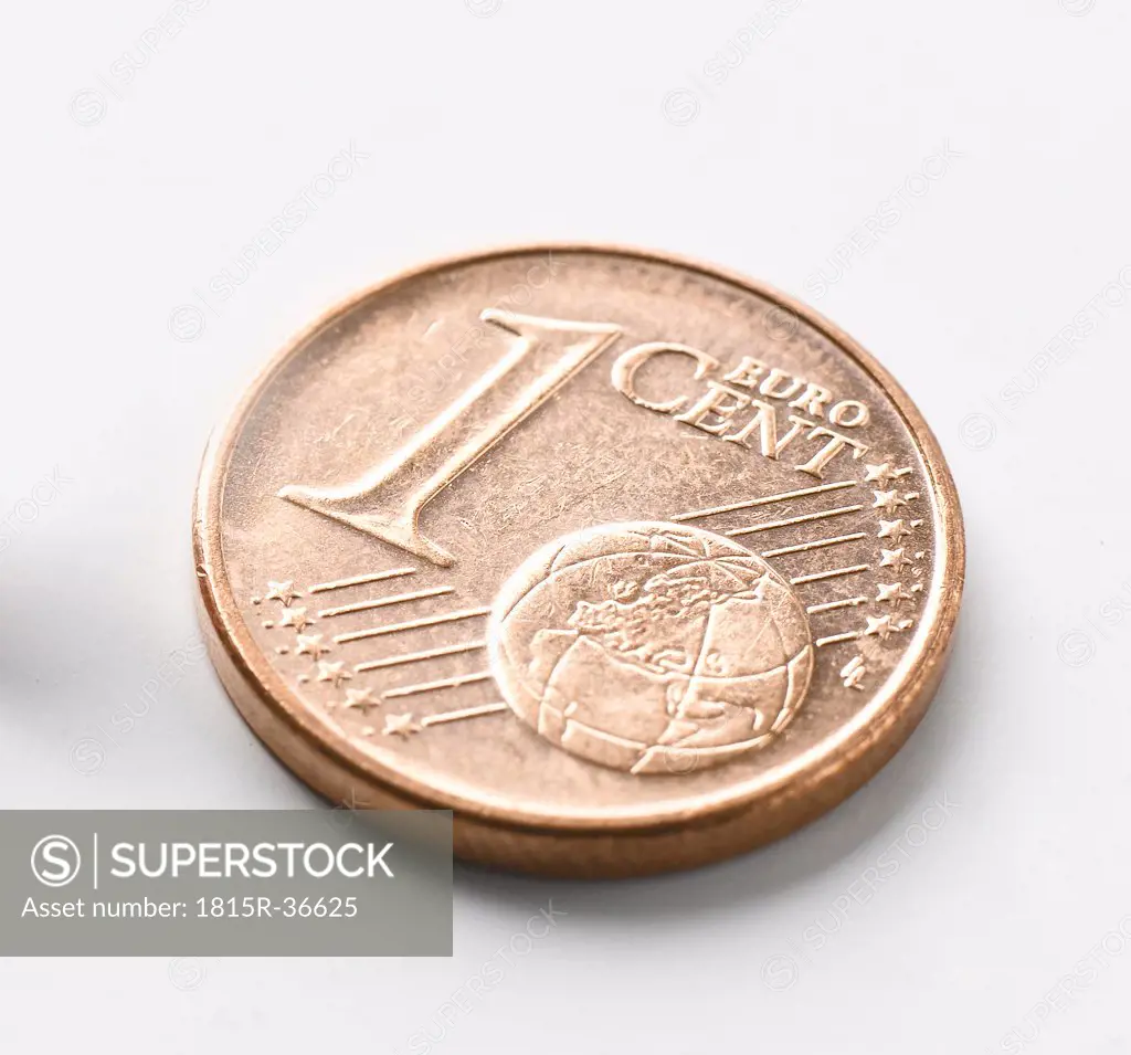 1 Euro Cent, close-up