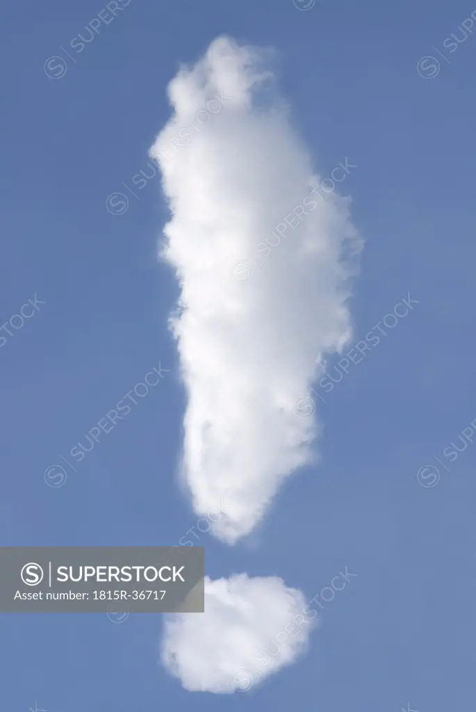 Exclamation mark-shaped cloud