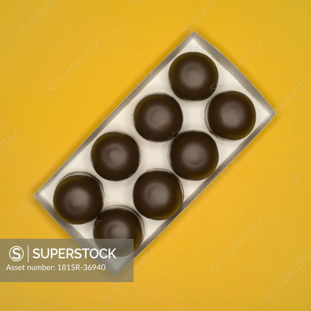 Chocolate confectionary, traditional German candy, elevated view