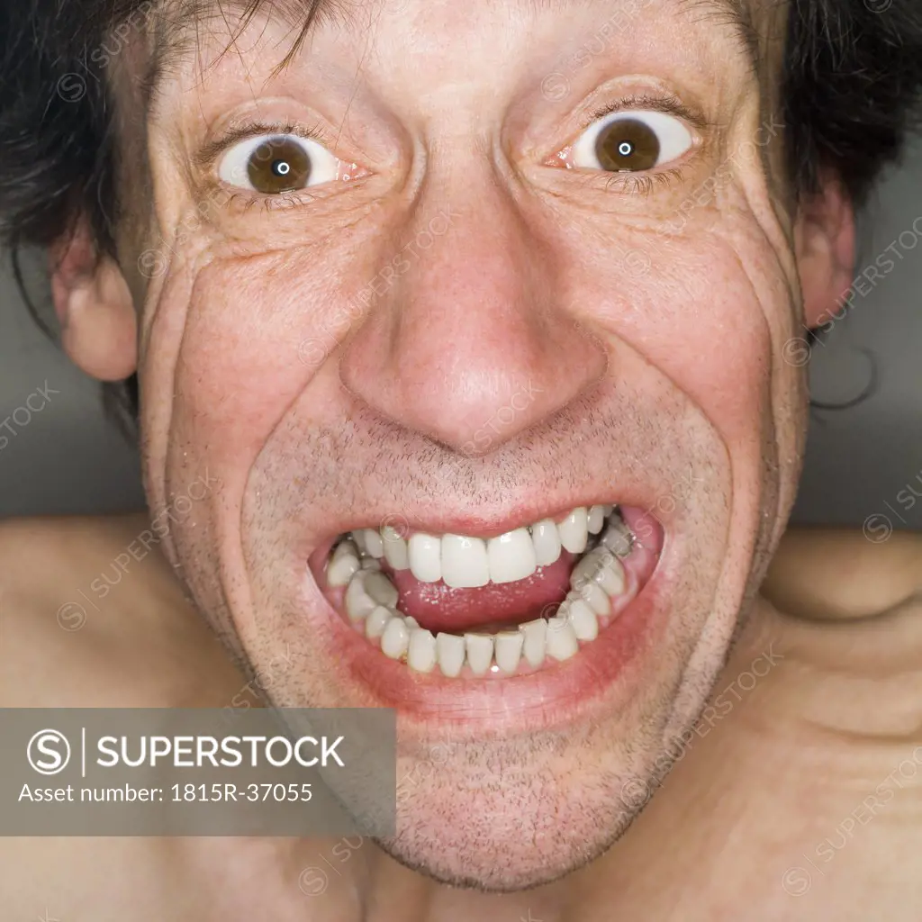 Man shouting, close-up, portrait