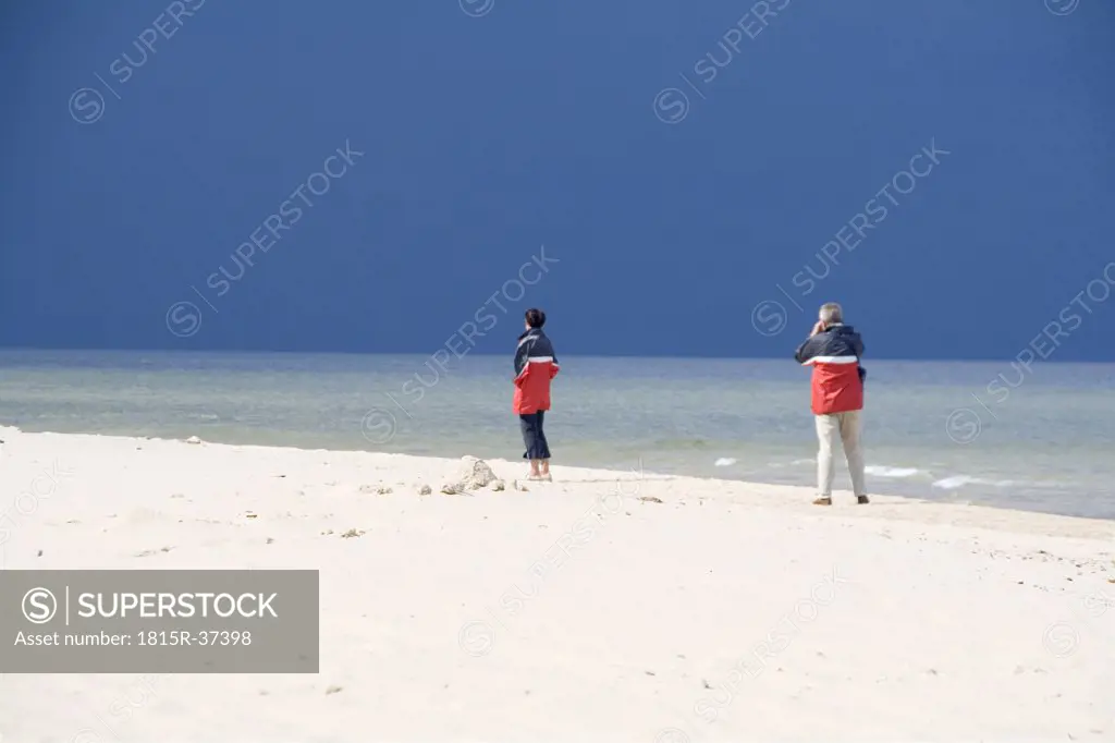 Couple on beach, rear view