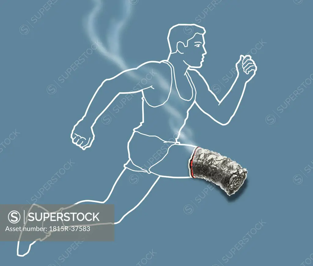 Athlete with burning cigarette-leg