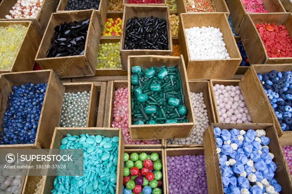 France, Paris, Market stall with buttons