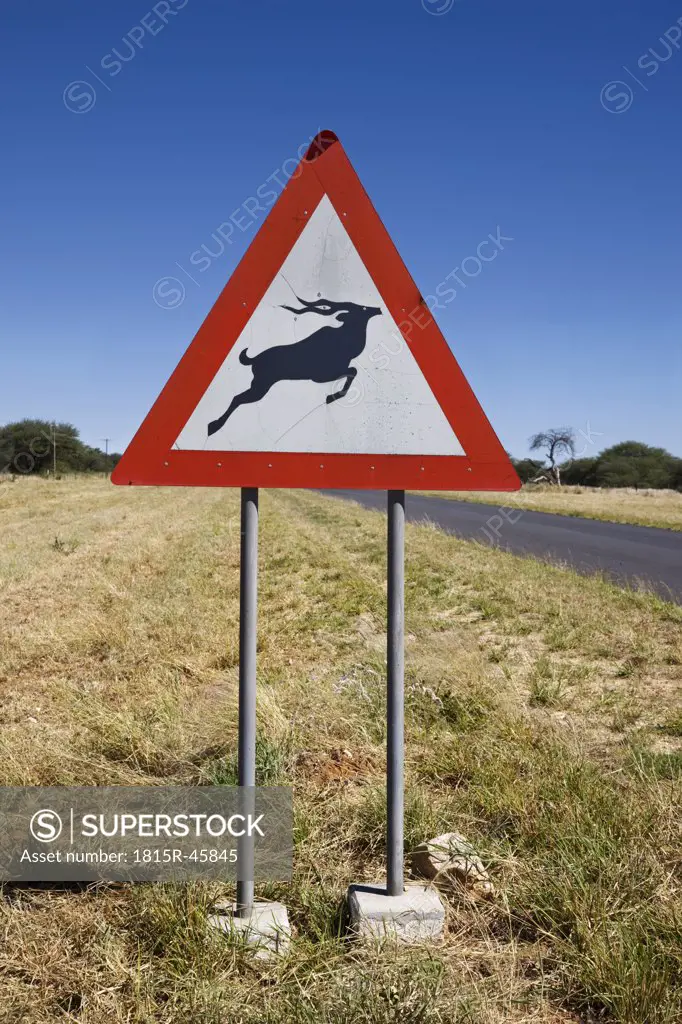 Africa, Namibia, Wildlife warning road sign