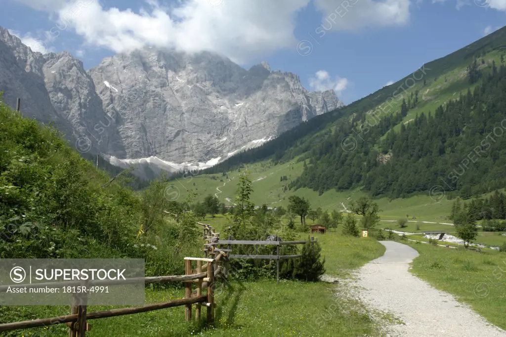 Austria, mountain scenery with farm track