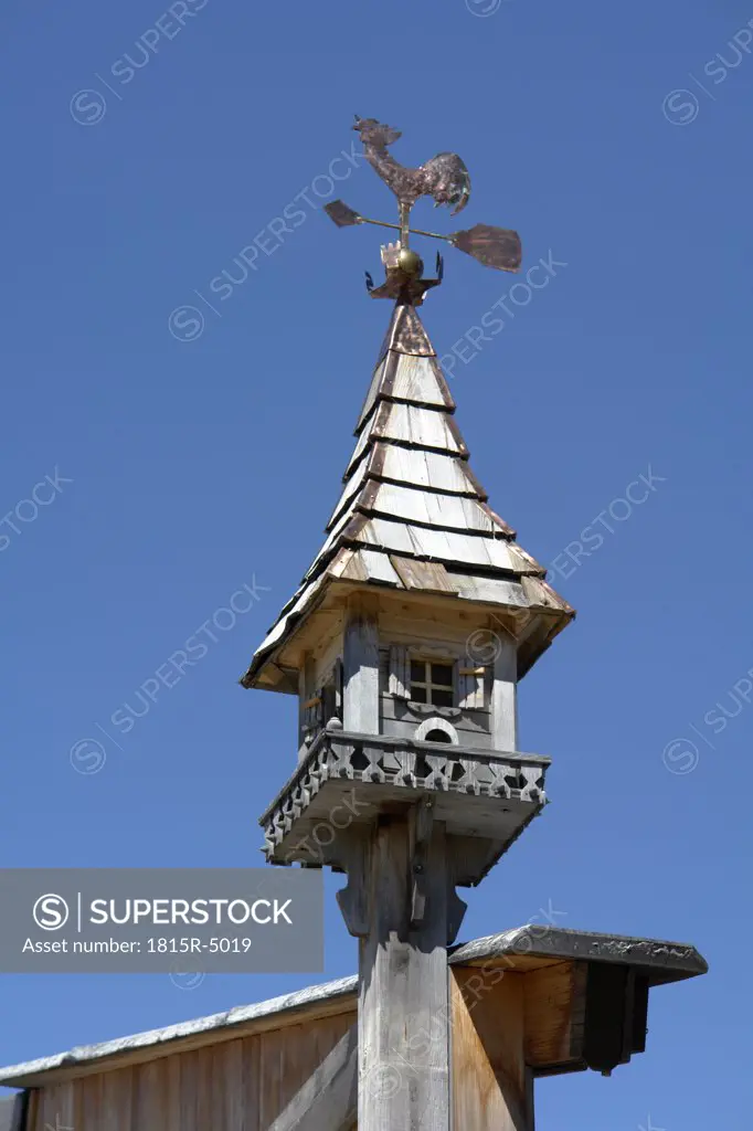 Italy, South Tyrol, Bird house with Weathervane, close-up