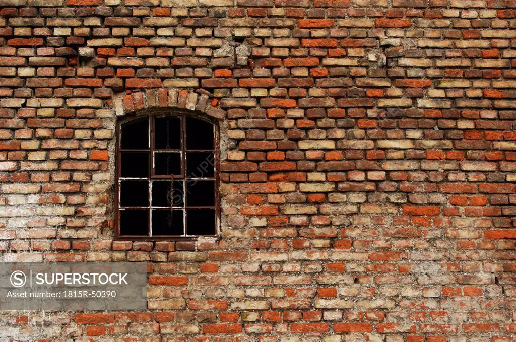 Brick wall, old window, full frame