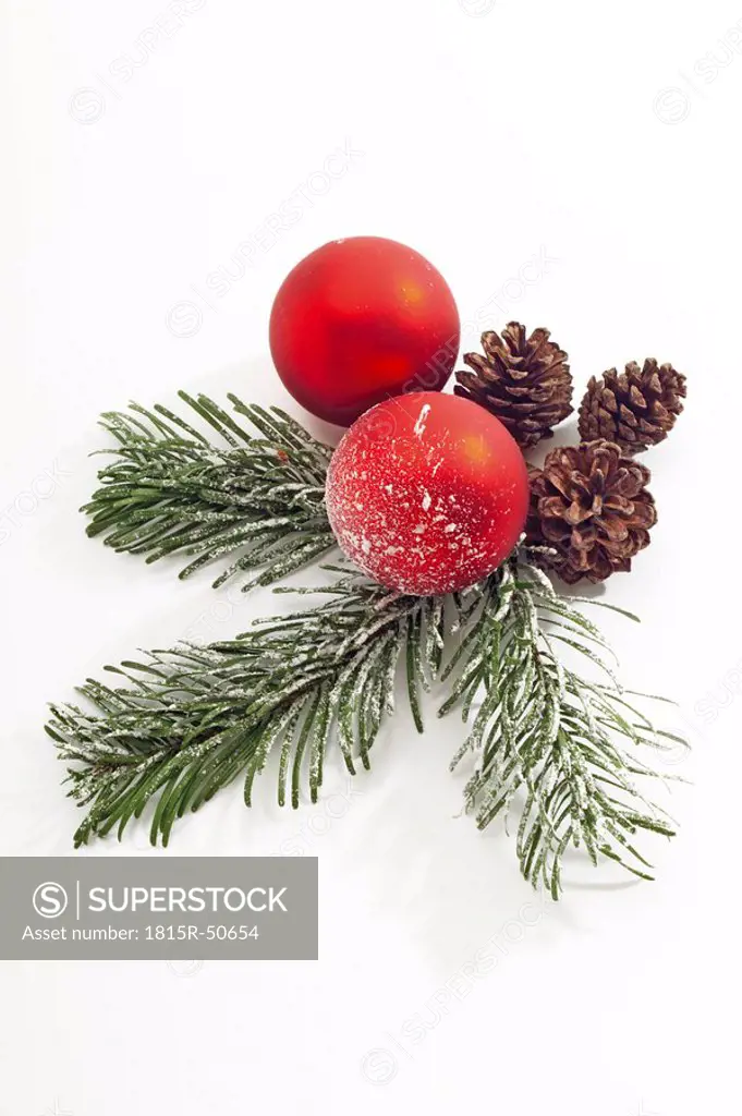 Christmas decoration with Christmas bauble and fir twigs