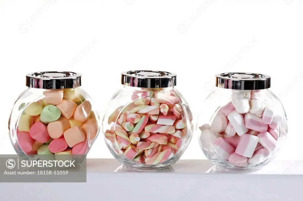 Marshmallows in candy jars