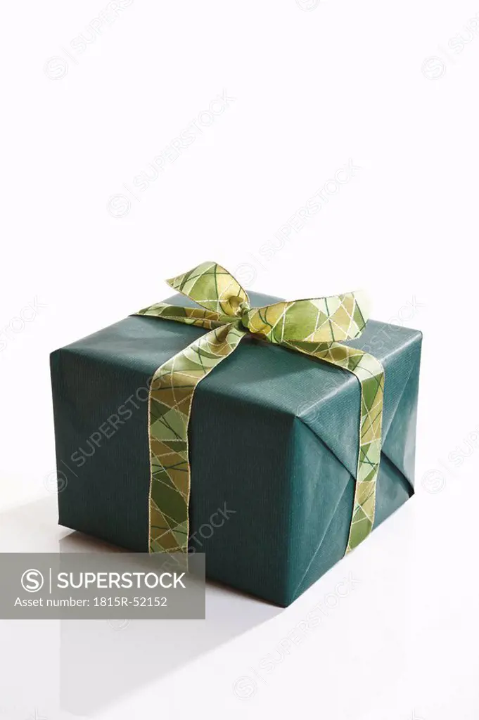 Gift wrapped with green wrapping paper