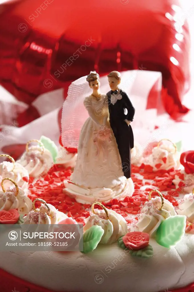 Wedding cake topper with bride and groom